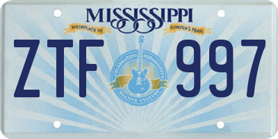 MS license plate ZTF997