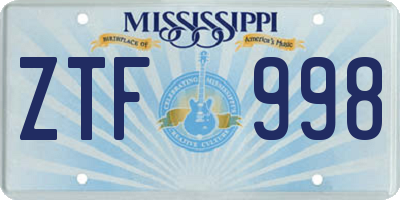 MS license plate ZTF998