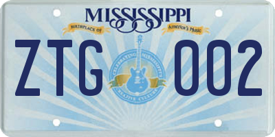 MS license plate ZTG002