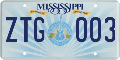 MS license plate ZTG003