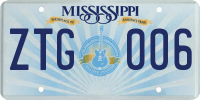 MS license plate ZTG006