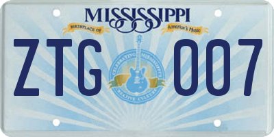 MS license plate ZTG007