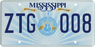 MS license plate ZTG008