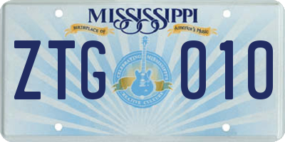 MS license plate ZTG010
