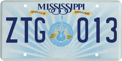 MS license plate ZTG013
