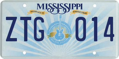 MS license plate ZTG014