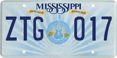 MS license plate ZTG017