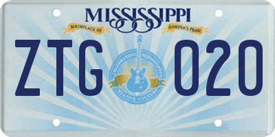 MS license plate ZTG020