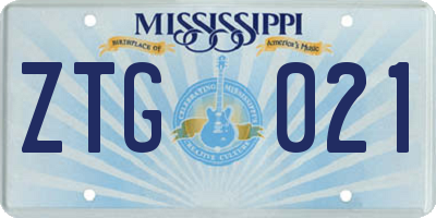 MS license plate ZTG021