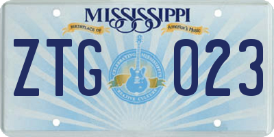 MS license plate ZTG023
