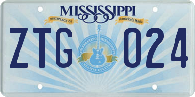 MS license plate ZTG024