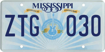 MS license plate ZTG030