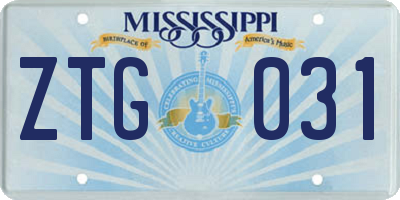 MS license plate ZTG031