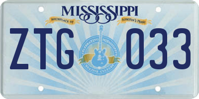 MS license plate ZTG033