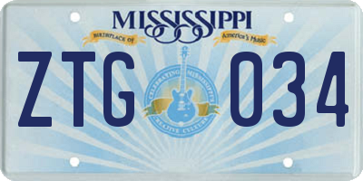 MS license plate ZTG034