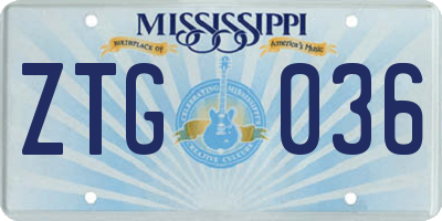 MS license plate ZTG036