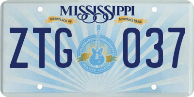 MS license plate ZTG037