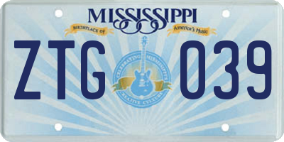 MS license plate ZTG039