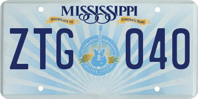 MS license plate ZTG040