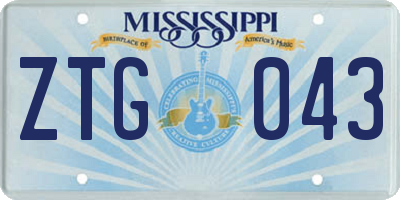 MS license plate ZTG043