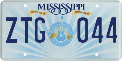 MS license plate ZTG044