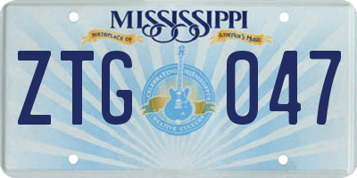 MS license plate ZTG047