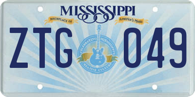 MS license plate ZTG049