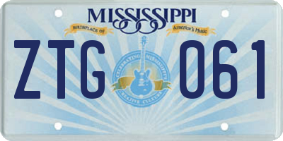 MS license plate ZTG061