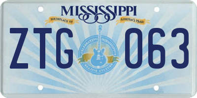 MS license plate ZTG063