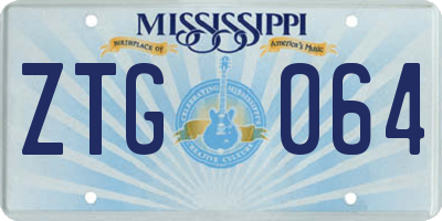 MS license plate ZTG064