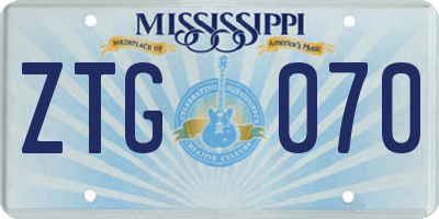 MS license plate ZTG070