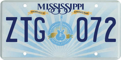MS license plate ZTG072