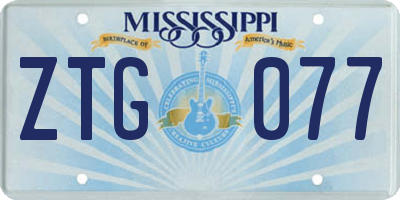 MS license plate ZTG077