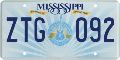 MS license plate ZTG092