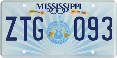 MS license plate ZTG093