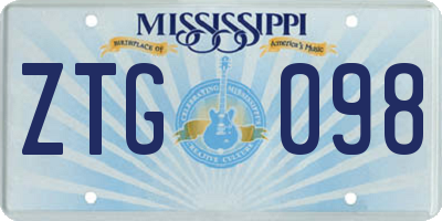 MS license plate ZTG098