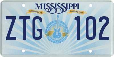MS license plate ZTG102