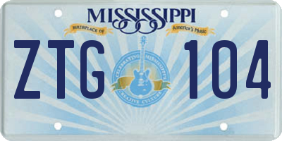 MS license plate ZTG104
