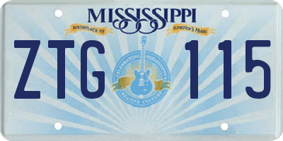 MS license plate ZTG115