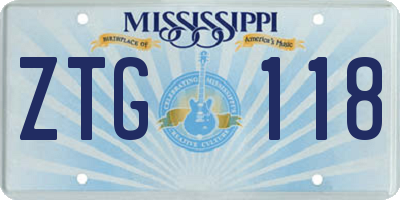 MS license plate ZTG118