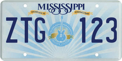 MS license plate ZTG123