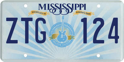 MS license plate ZTG124