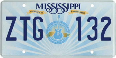 MS license plate ZTG132