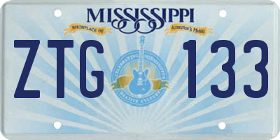 MS license plate ZTG133
