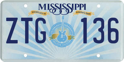 MS license plate ZTG136