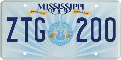 MS license plate ZTG200