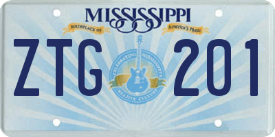 MS license plate ZTG201