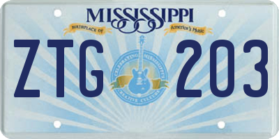 MS license plate ZTG203