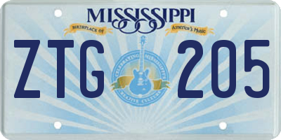 MS license plate ZTG205