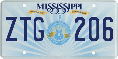 MS license plate ZTG206